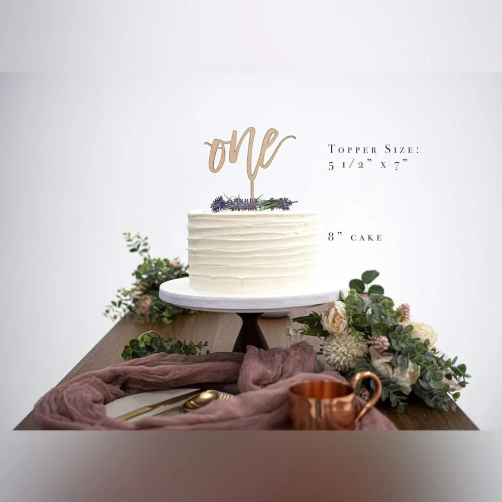 1st Birthday Cake Topper - Rustic Wood Number One